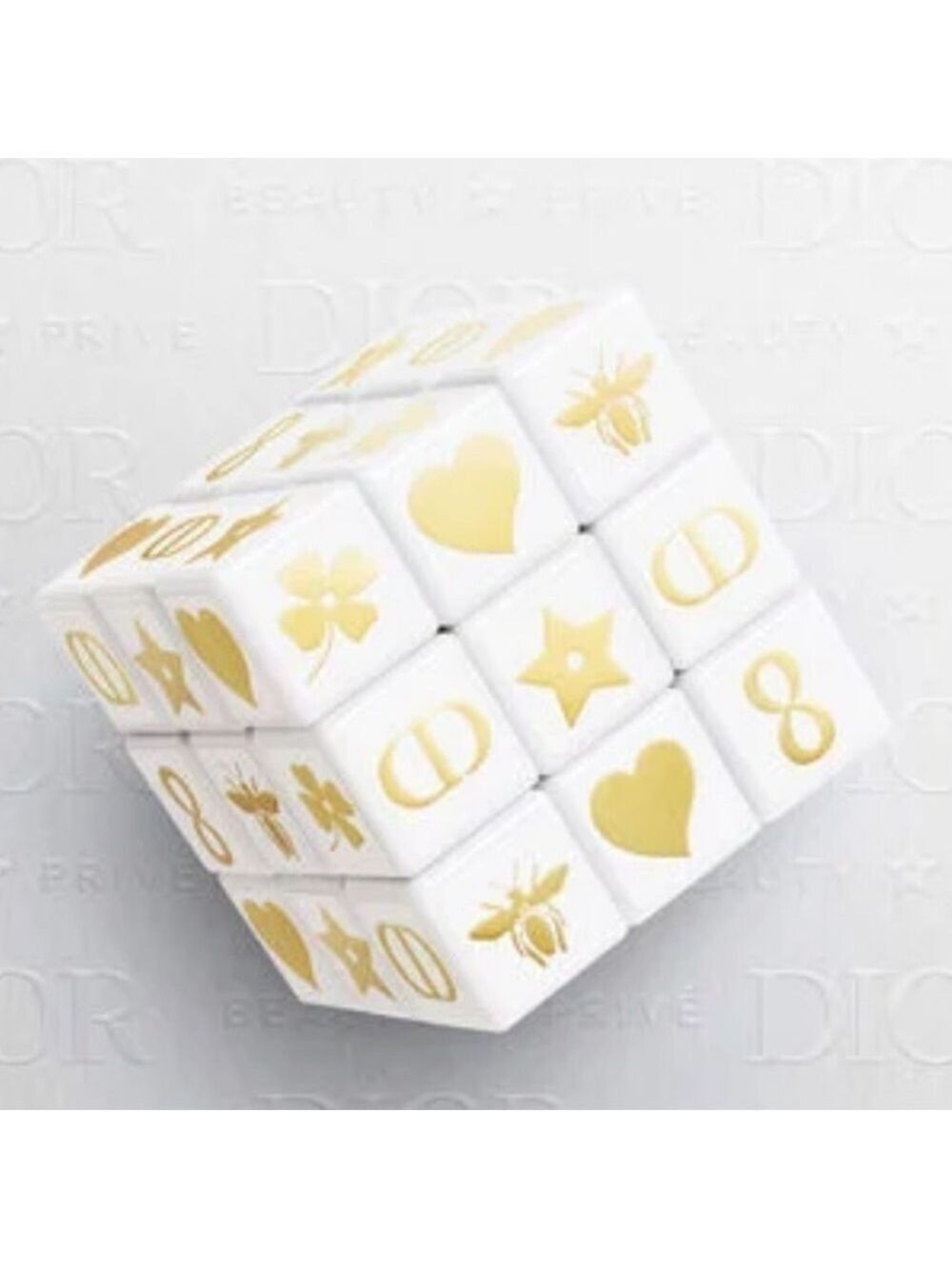 Dior White Rubik’s Cube Puzzle Plastic Gold Motifs New Authentic - Picture 4 of 17